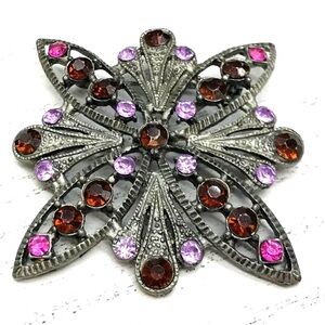 Vintage Brooches Pin Purple Pink Ted Stones EUC